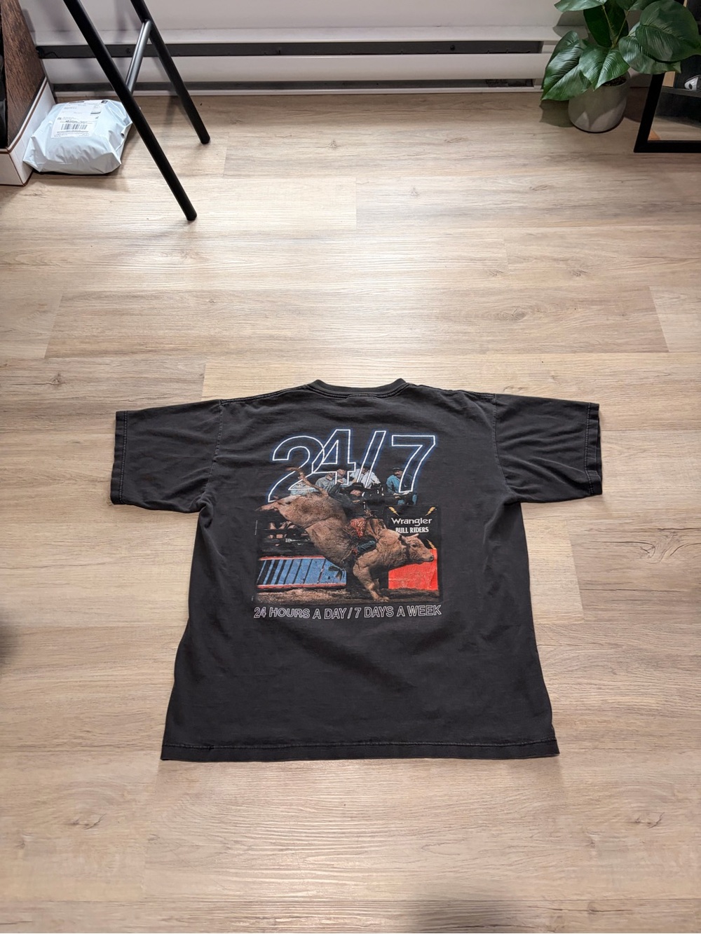 90s Vintage Wrangler Men's Black Graphic Tee - 24/7 Rodeo